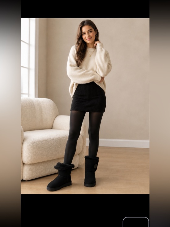 UGG Shoes - UGG Black Short Suede Boot with Branded Heel